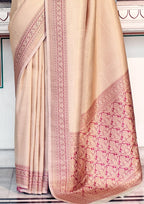Soft Handloom Kanjivaram Silk Exotic Pink Border Saree