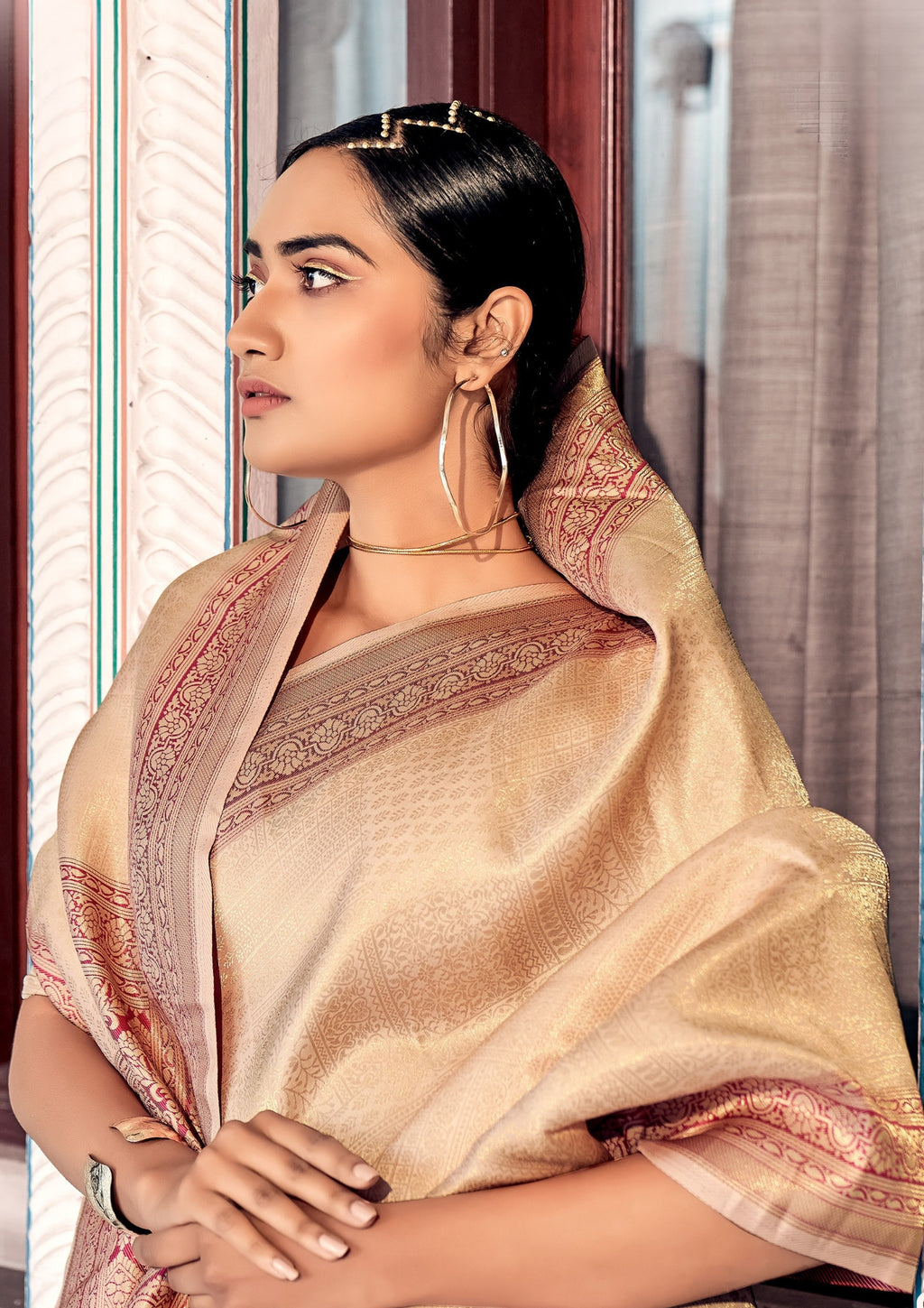 Soft Handloom Kanjivaram Silk Exotic Pink Border Saree