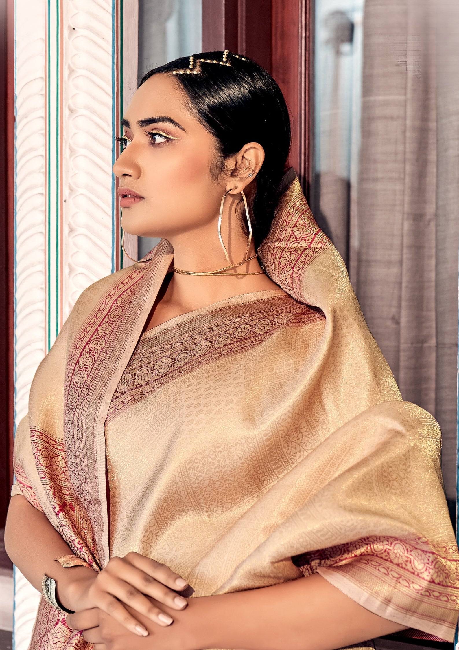 Soft Handloom Kanjivaram Silk Exotic Pink Border Saree
