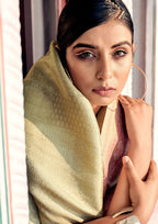 Soft Handloom Kanjivaram Silk Pistachio with Exotic Pink Border Saree