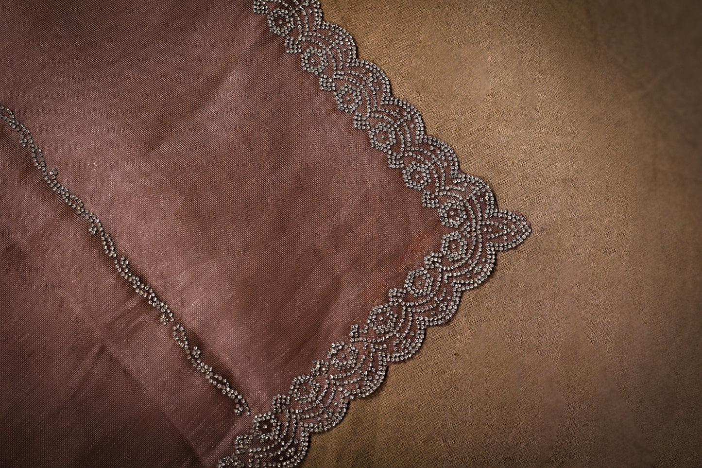 Rose Gold Zarkan work saree