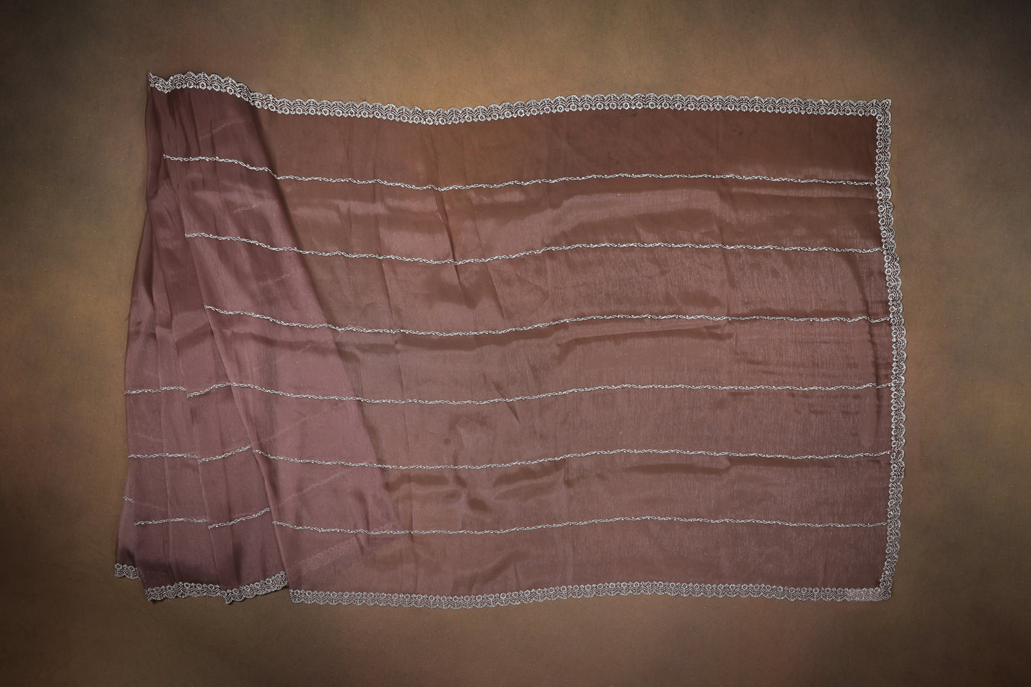 Rose Gold Zarkan work saree