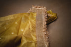 Yellow Banarasi Tissue saree with Zari Buti And Kiran lace