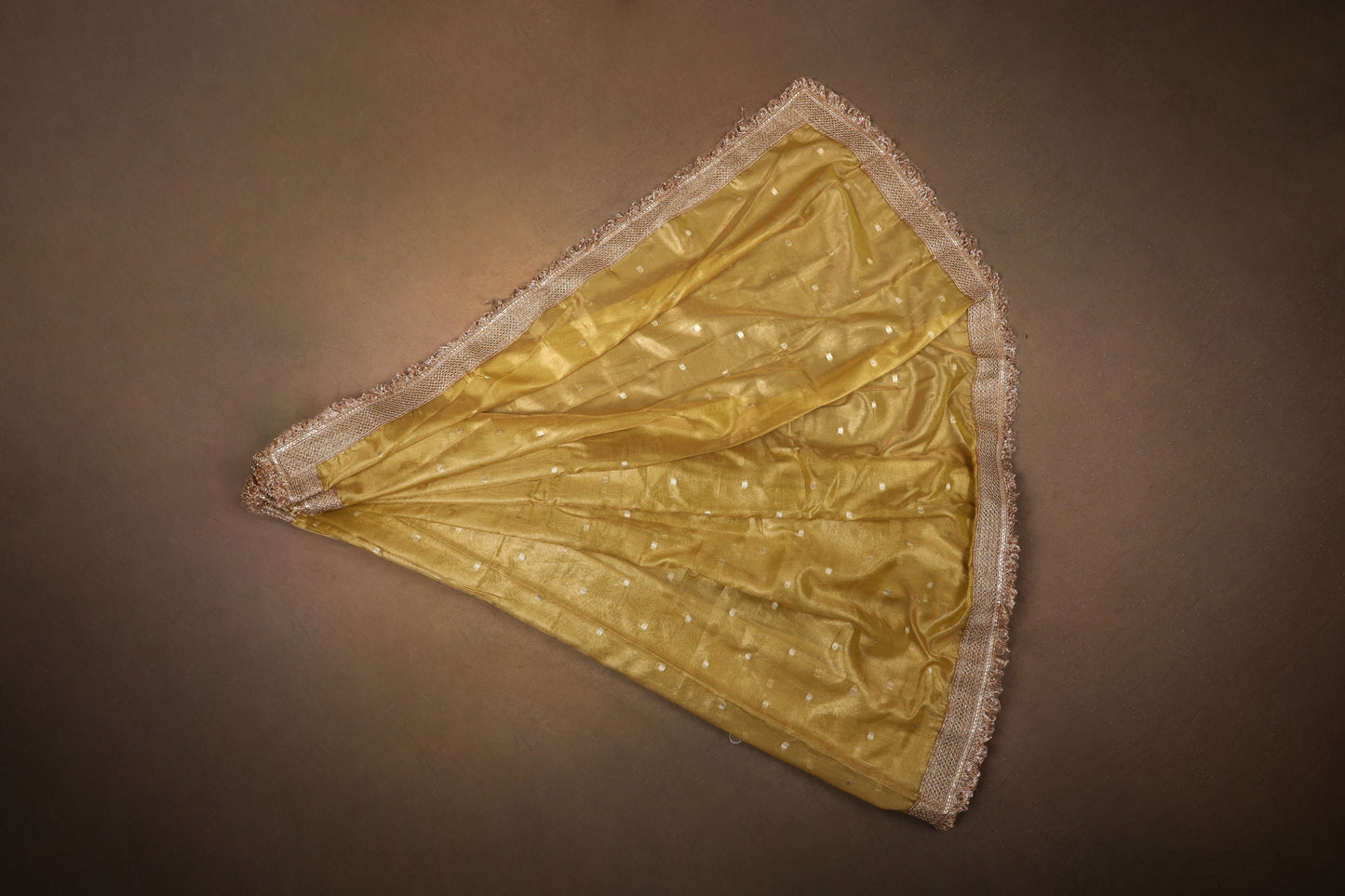 Yellow Banarasi Tissue saree with Zari Buti And Kiran lace