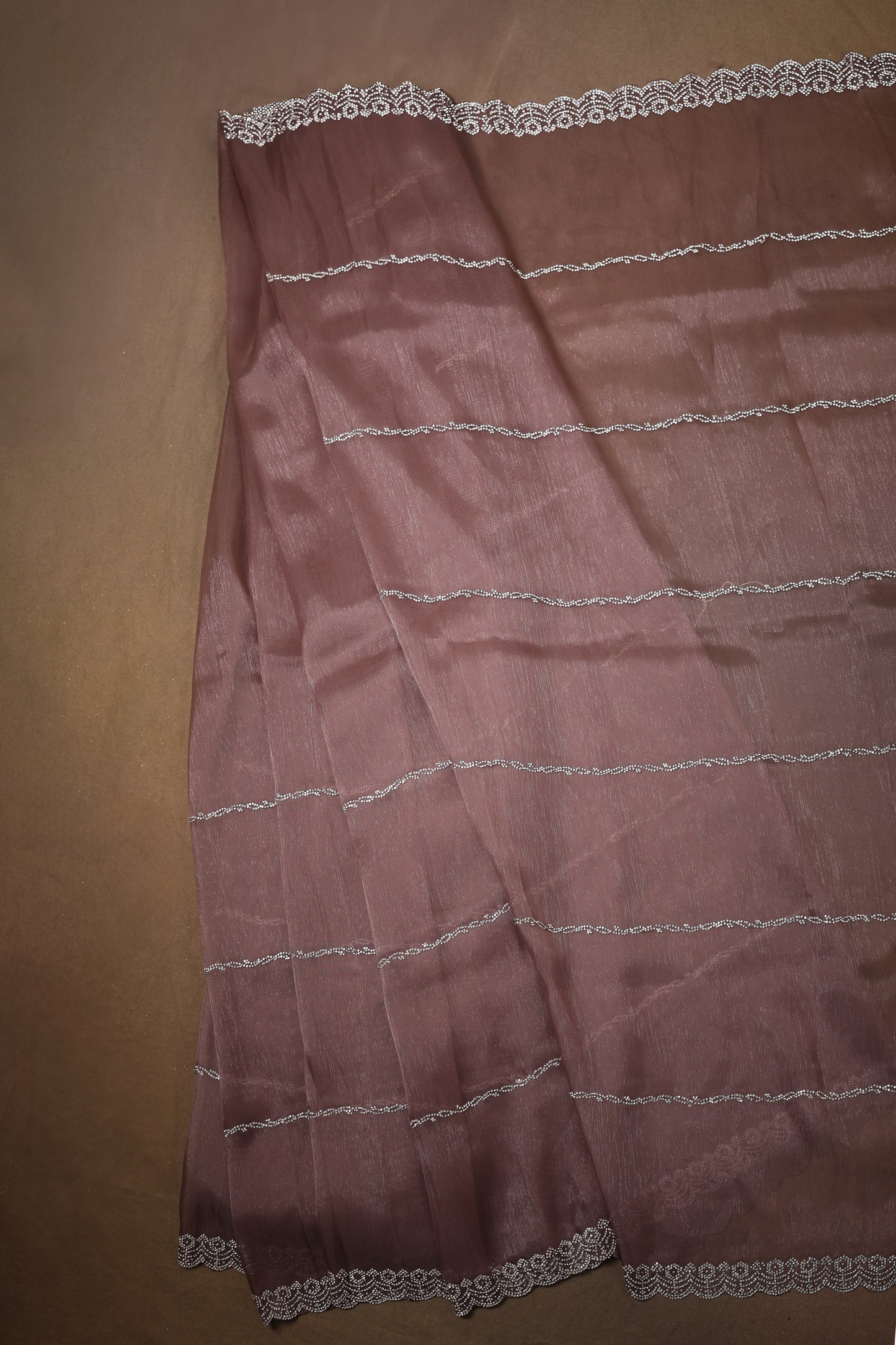 Rose Gold Zarkan work saree