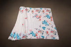 White zarkan work saree in digital floral print