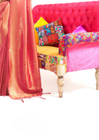 Kanjivaram Orange Handloom Weaving Saree