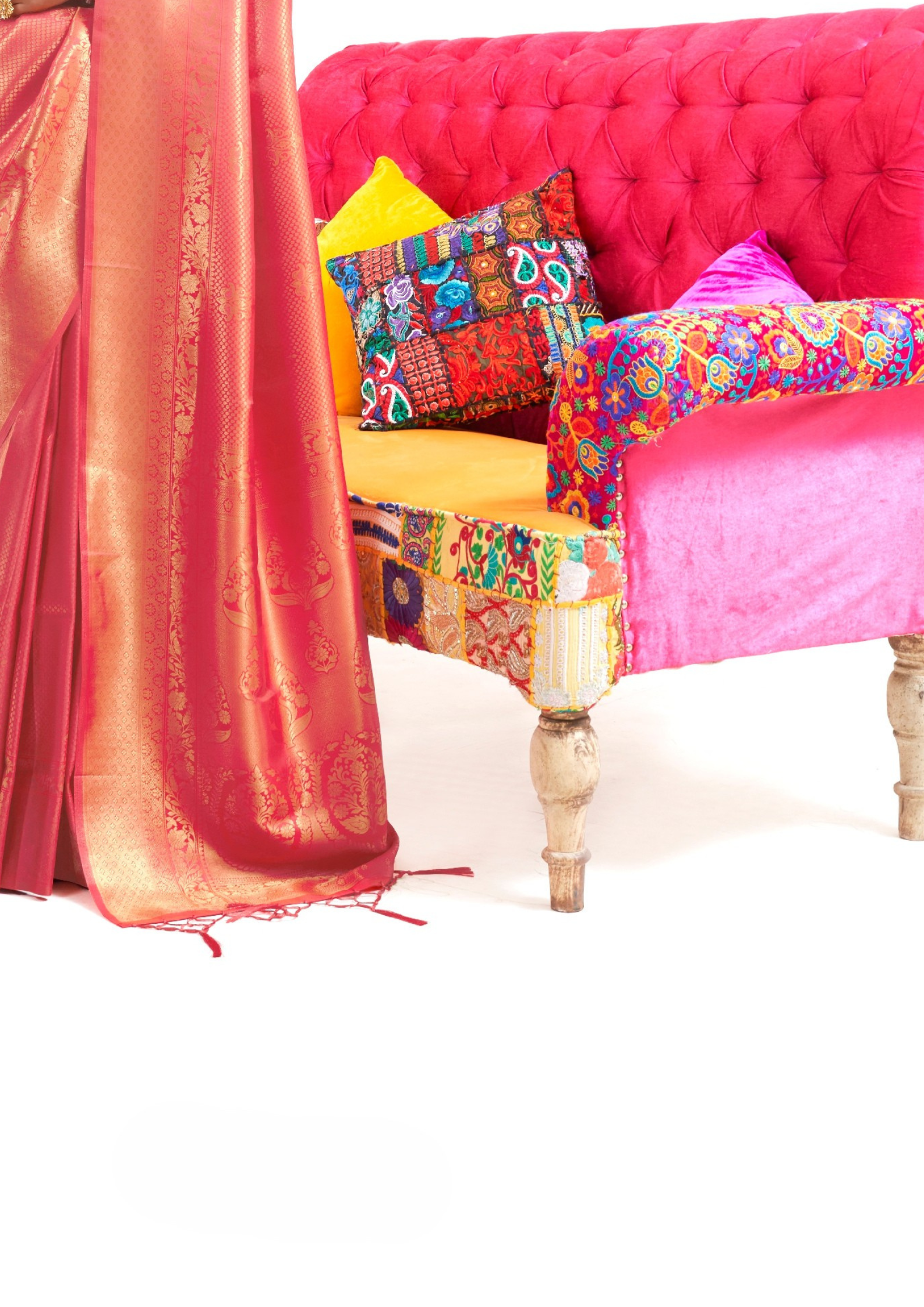 Kanjivaram Orange Handloom Weaving Saree