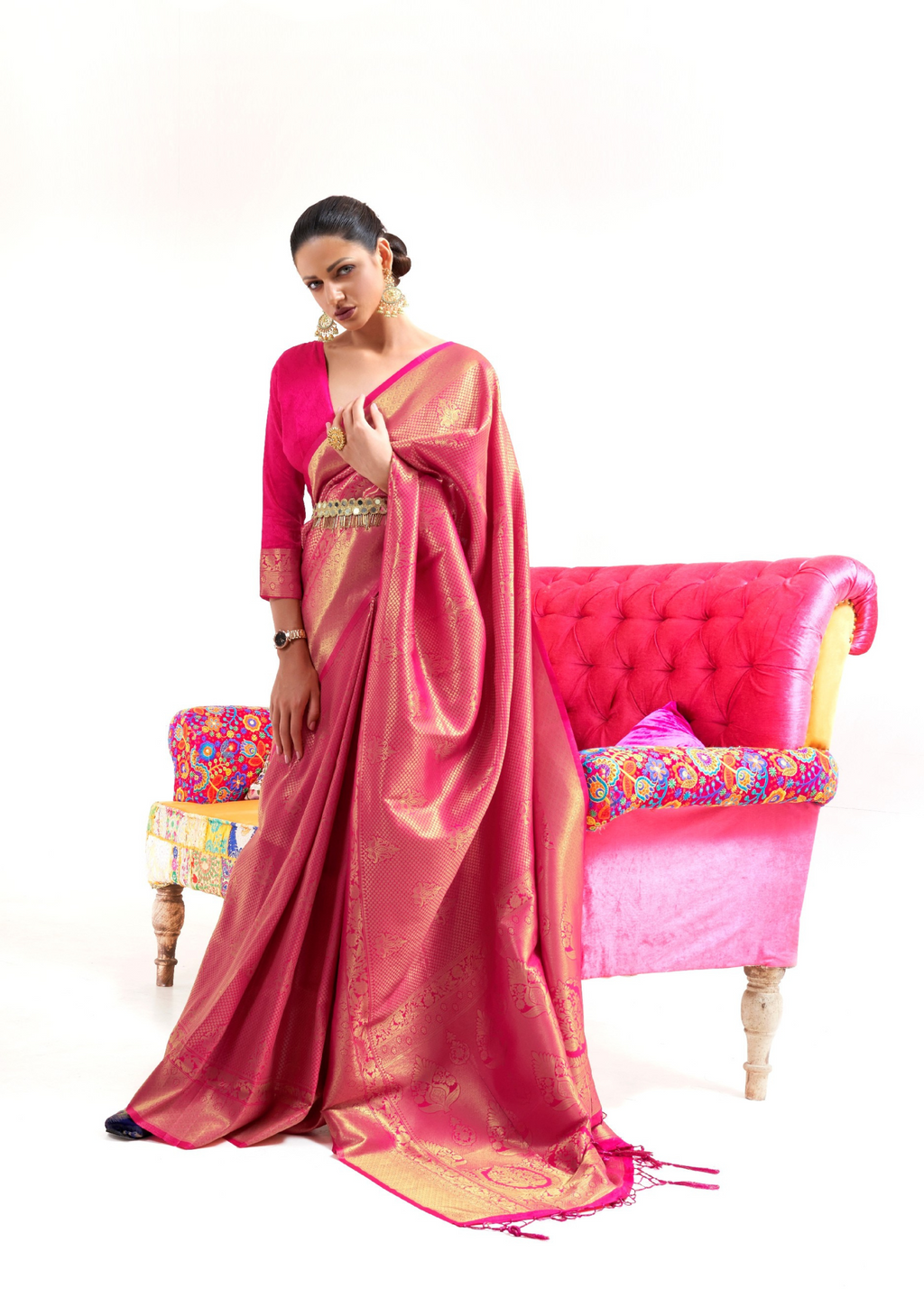 Kanjivaram Red Handloom Weaving Saree