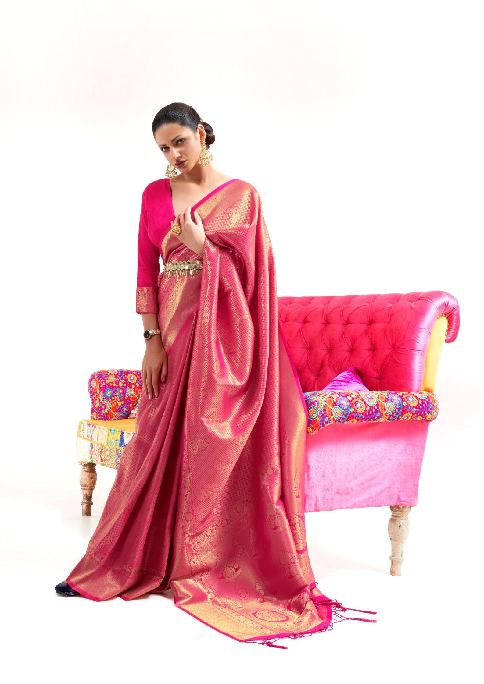Kanjivaram Red Handloom Weaving Saree