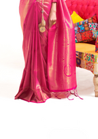 Kanjivaram Pink Handloom Weaving Saree