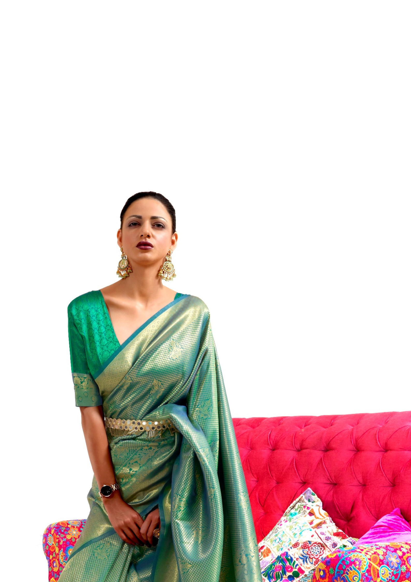 Kanjivaram Green Handloom Weaving Saree