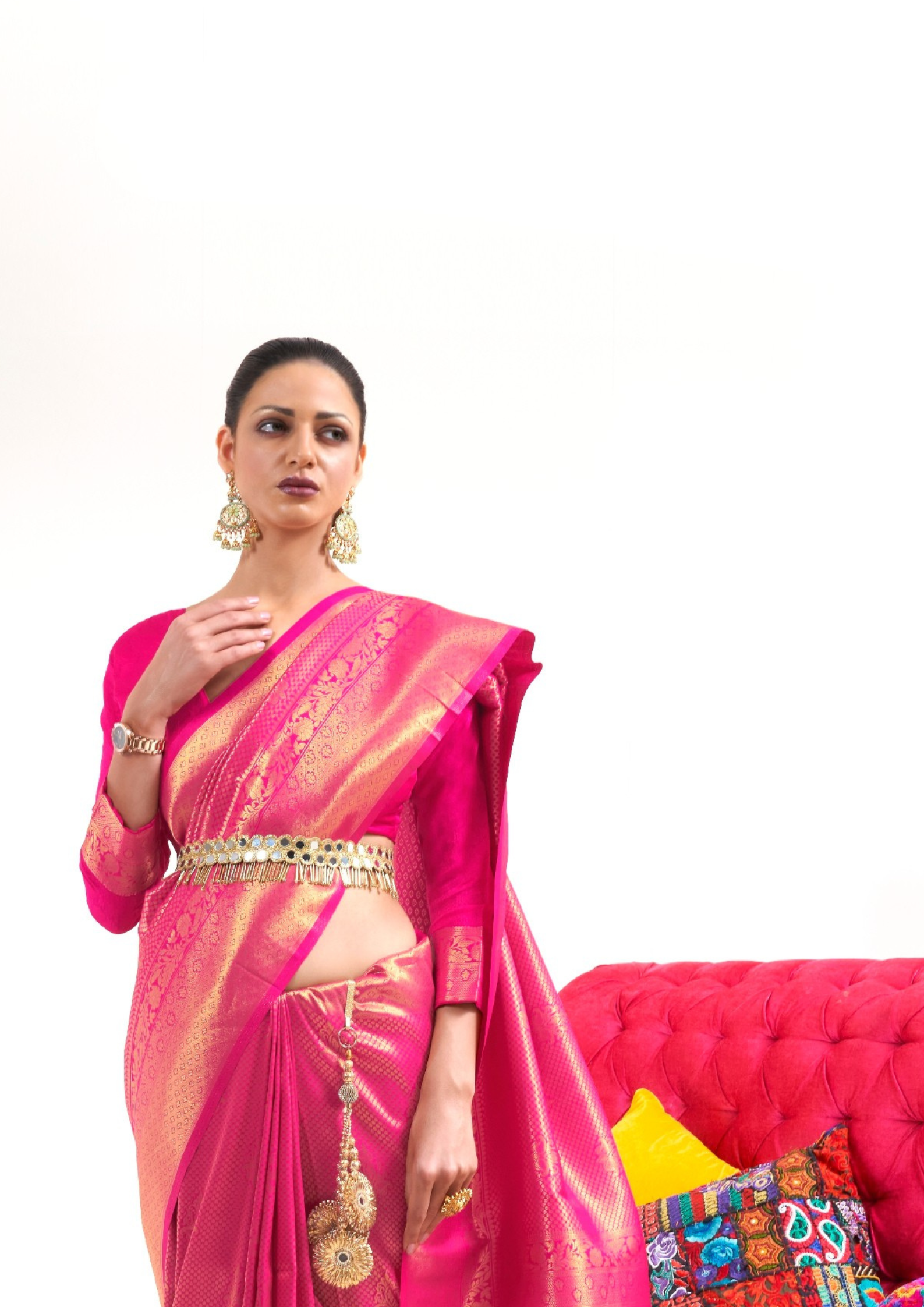 Kanjivaram Pink Handloom Weaving Saree