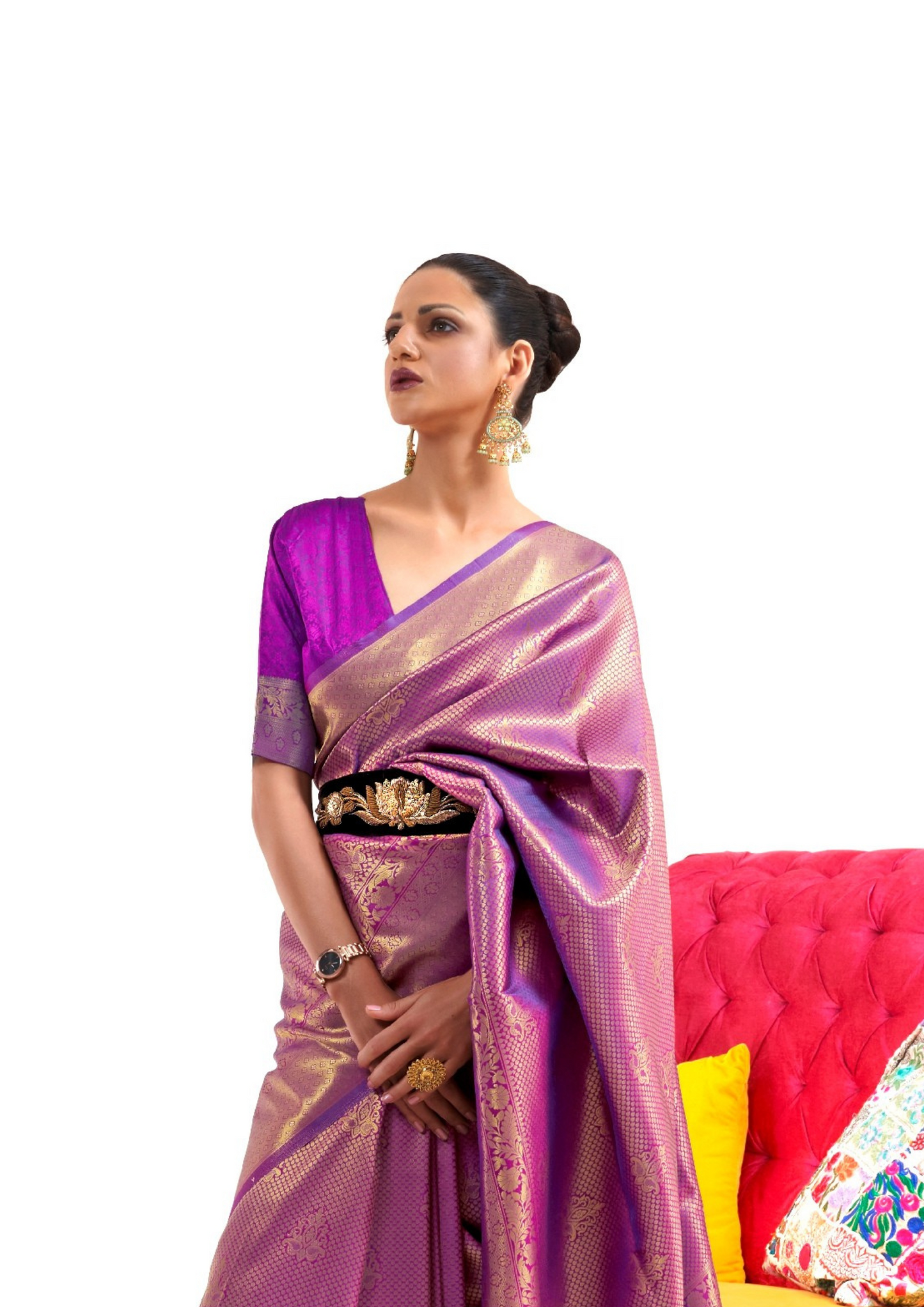 Kanjivaram Purple Handloom Weaving Saree