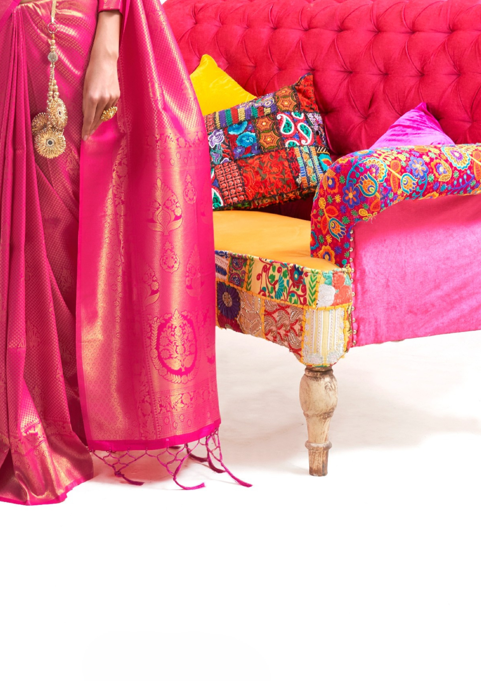 Kanjivaram Pink Handloom Weaving Saree