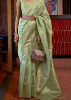 Kanjivaram Green Handloom Weaving Silk Saree