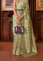 Green Multi - Linen Handloom Weaving