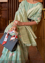Green Multi - Linen Handloom Weaving