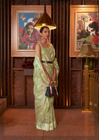 Green Multi - Linen Handloom Weaving