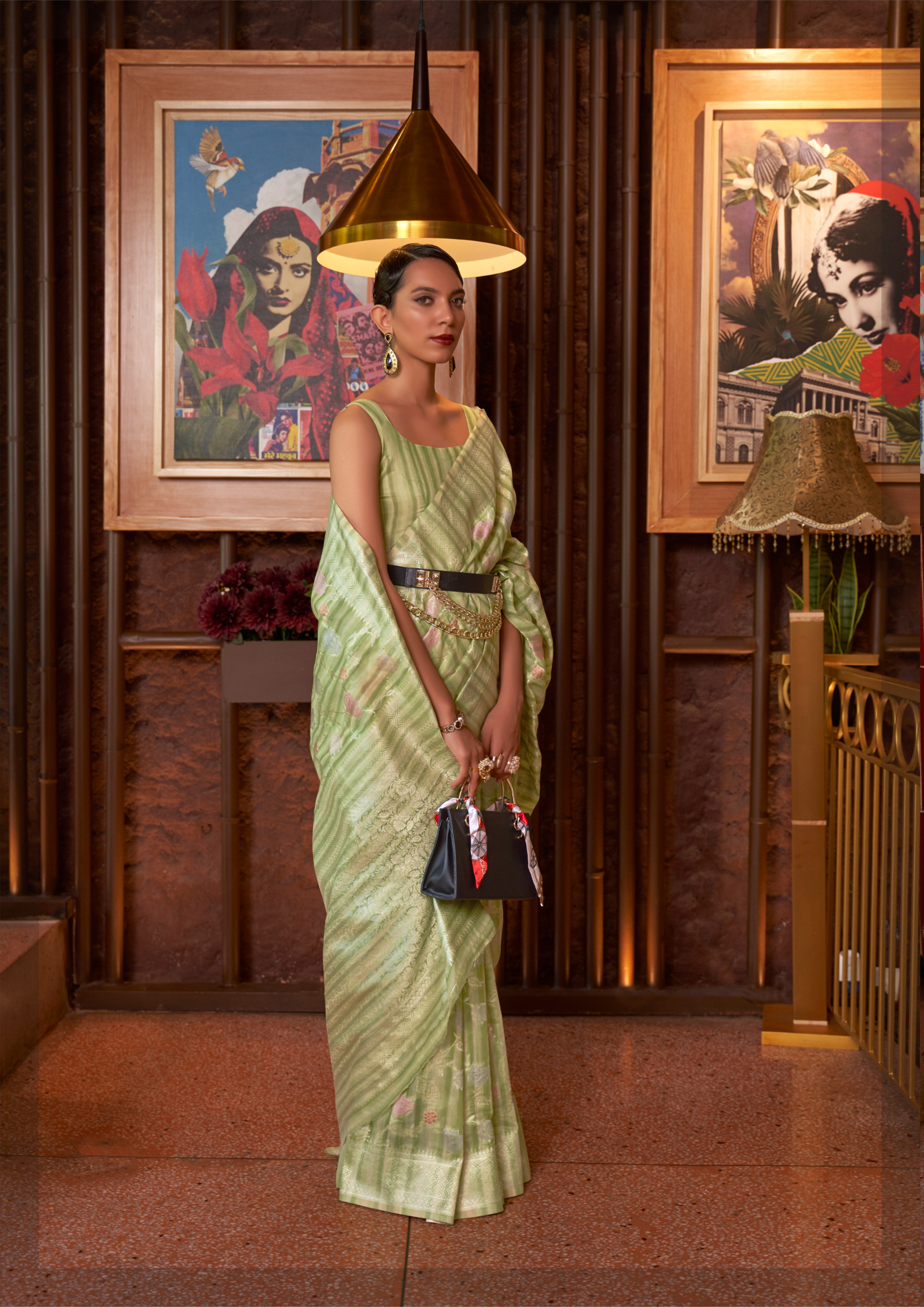 Green Multi - Linen Handloom Weaving