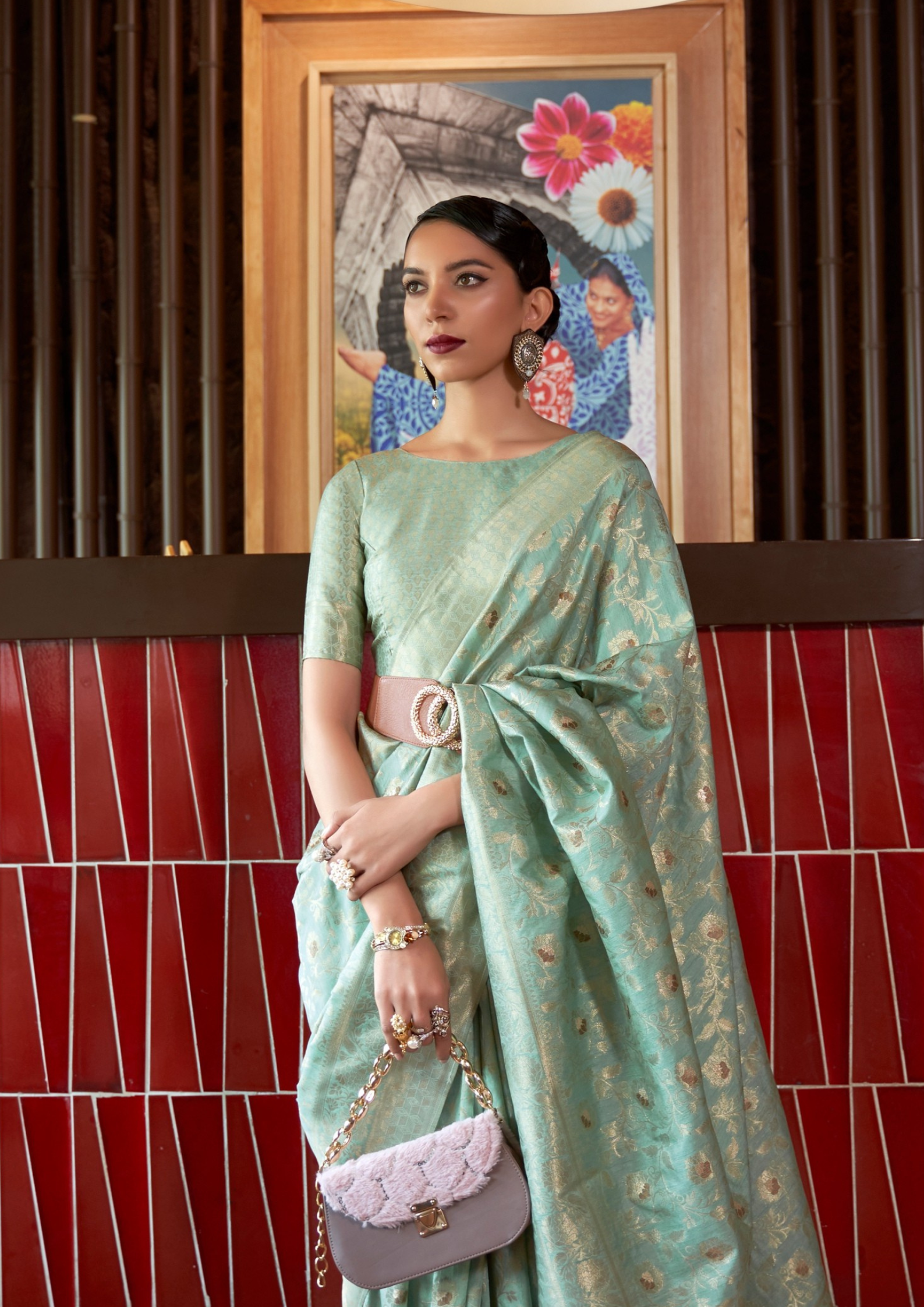 Kanjivaram Green Handloom Weaving Silk Saree