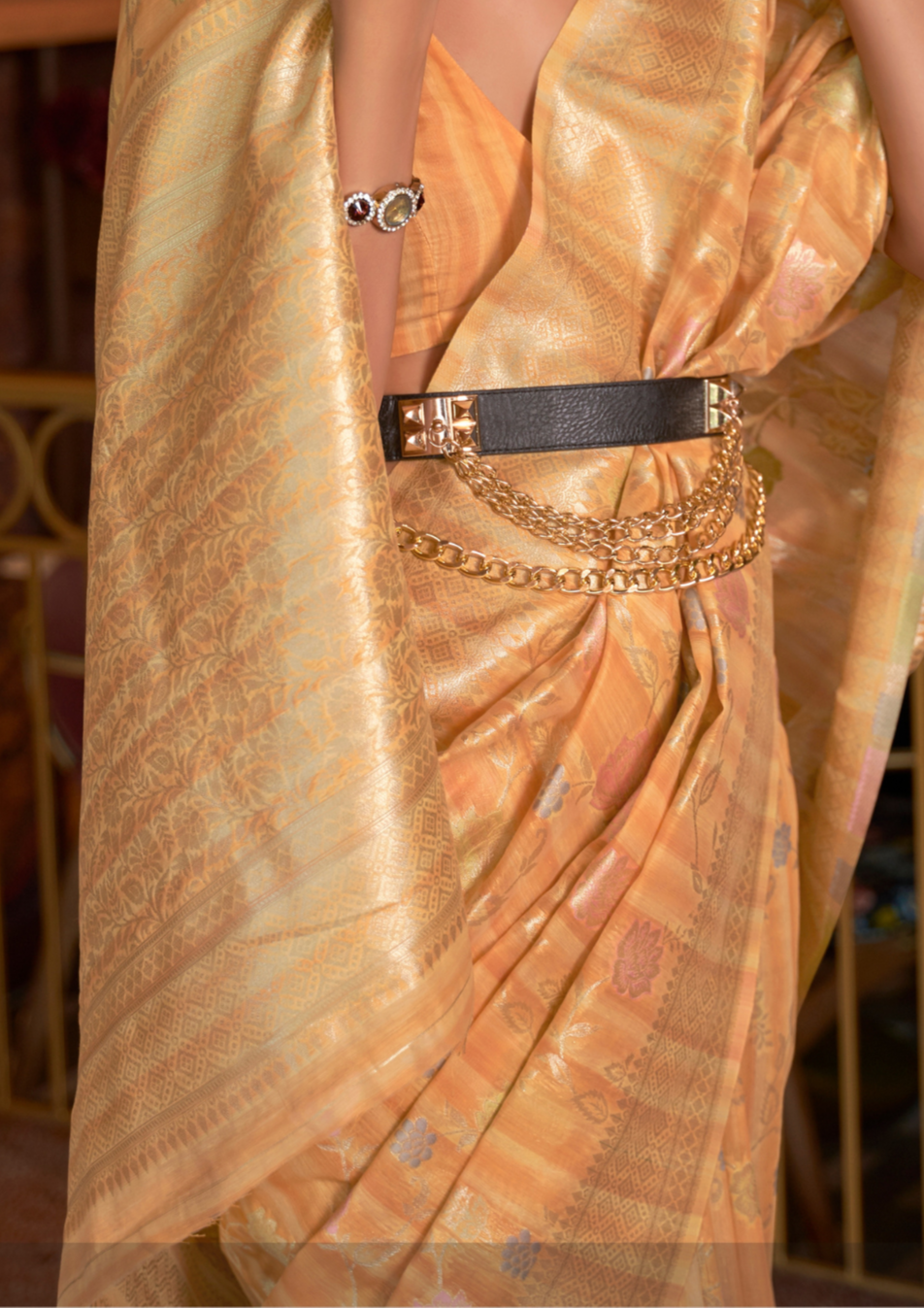 Yellow Multi - Linen Handloom Weaving