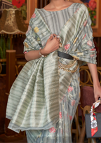 Silver Multi - Linen Handloom Weaving