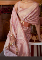 Kanjivaram Pink Handloom Weaving Silk Saree