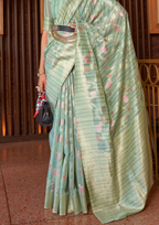 Green Multi - Linen Handloom Weaving