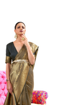Kanjivaram Black and Golden Handloom Weaving Saree
