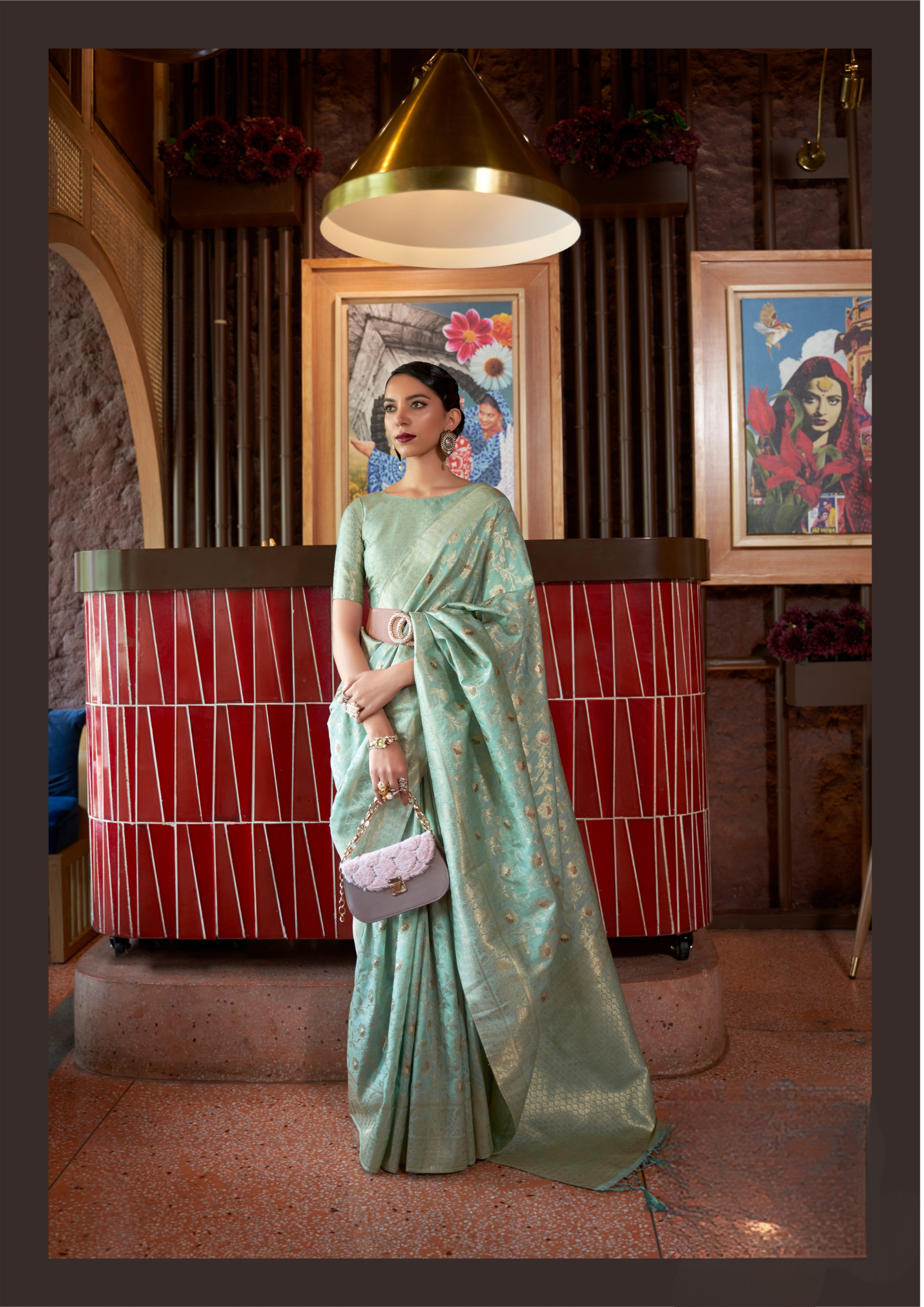 Kanjivaram Green Handloom Weaving Silk Saree