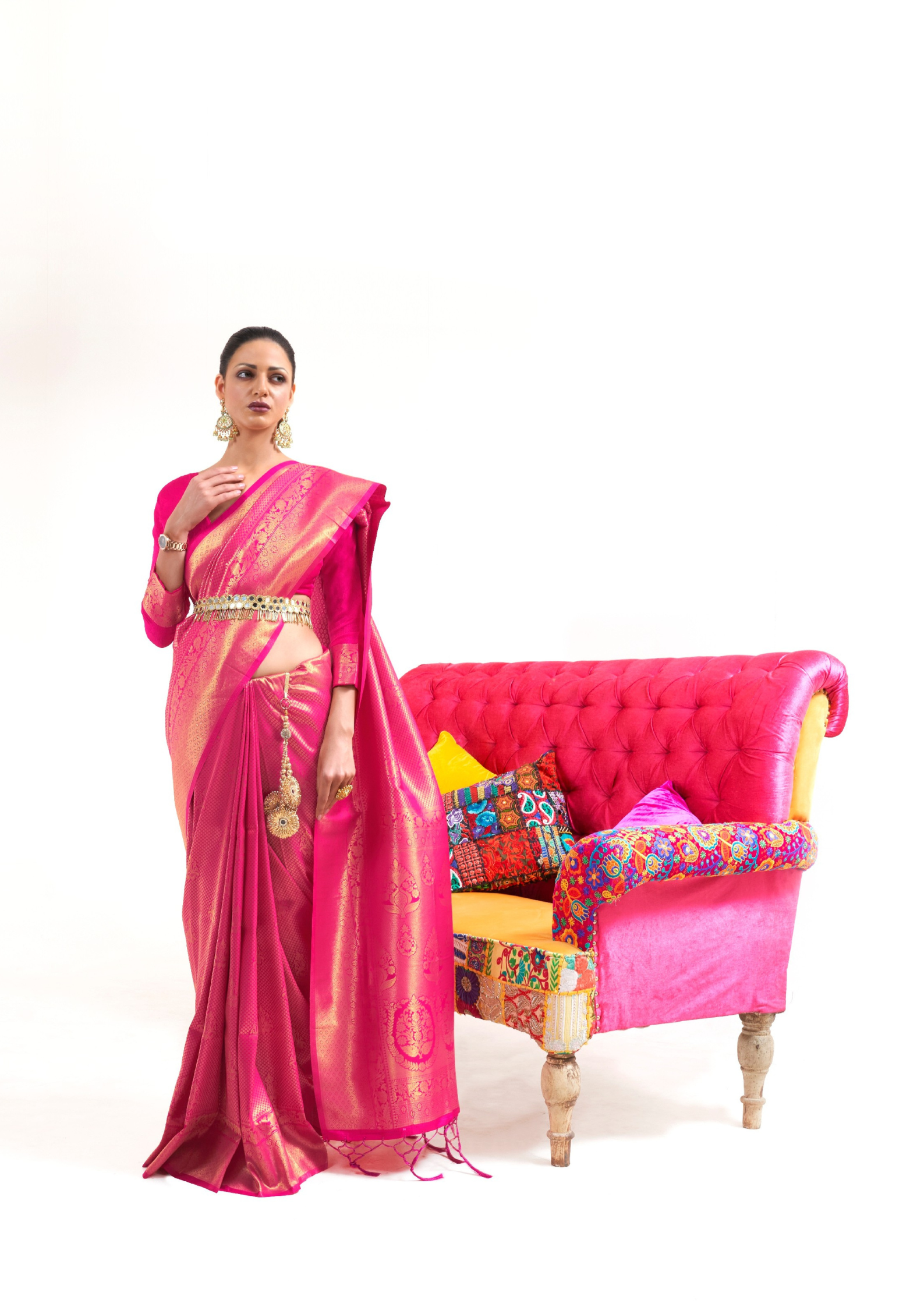 Kanjivaram Pink Handloom Weaving Saree
