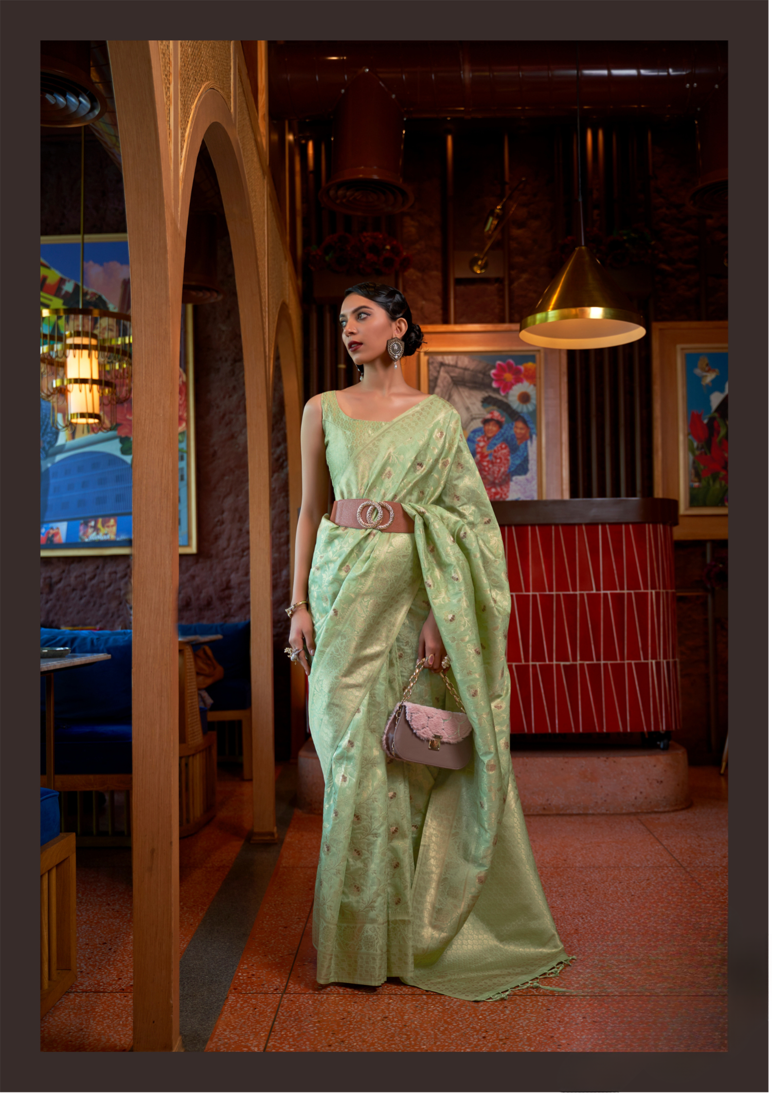 Kanjivaram Green Handloom Weaving Silk Saree
