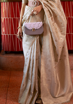 Kanjivaram White Handloom Weaving Silk Saree