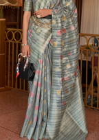 Silver Multi - Linen Handloom Weaving