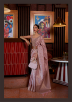 Kanjivaram Pink Handloom Weaving Silk Saree