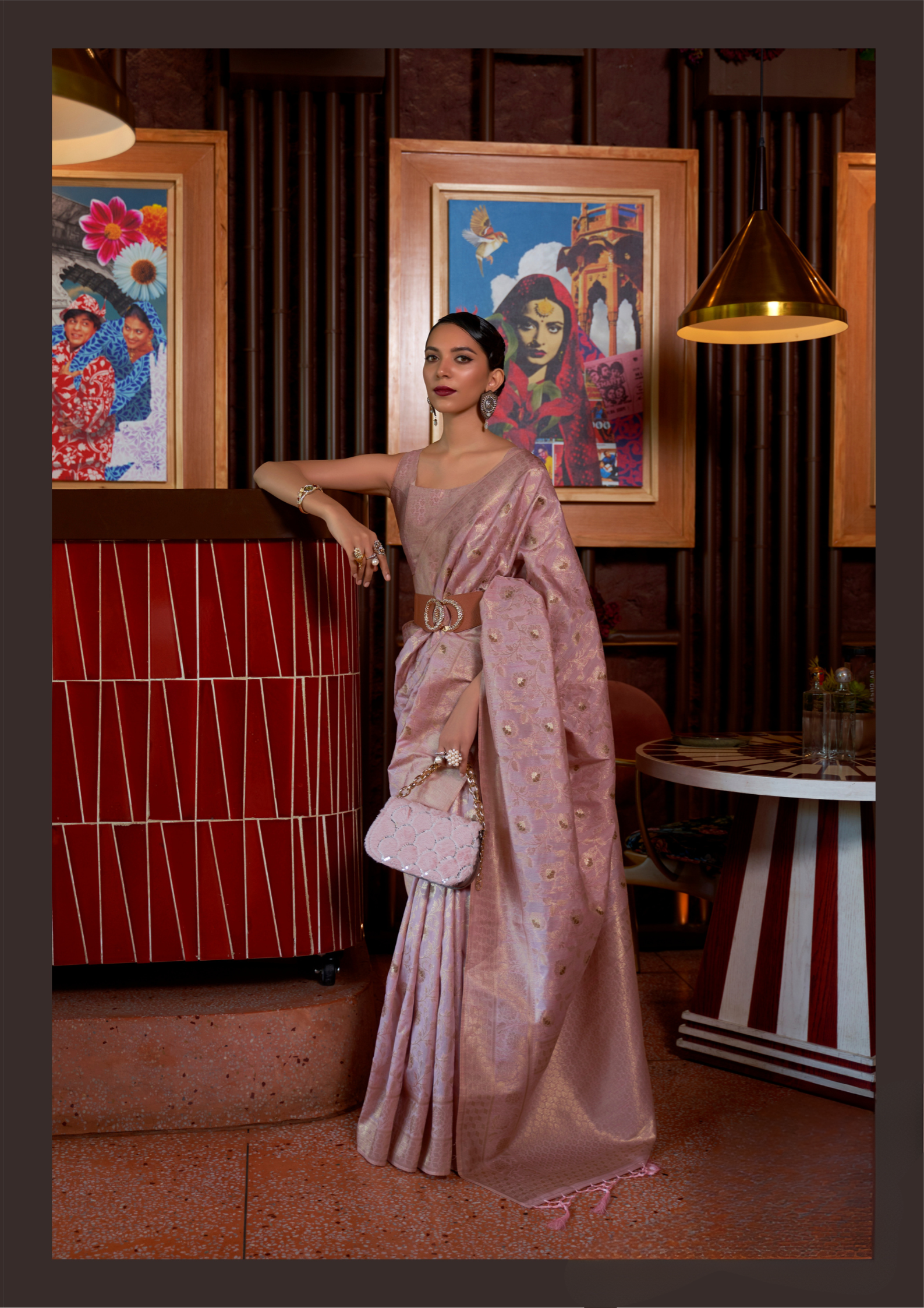 Kanjivaram Pink Handloom Weaving Silk Saree