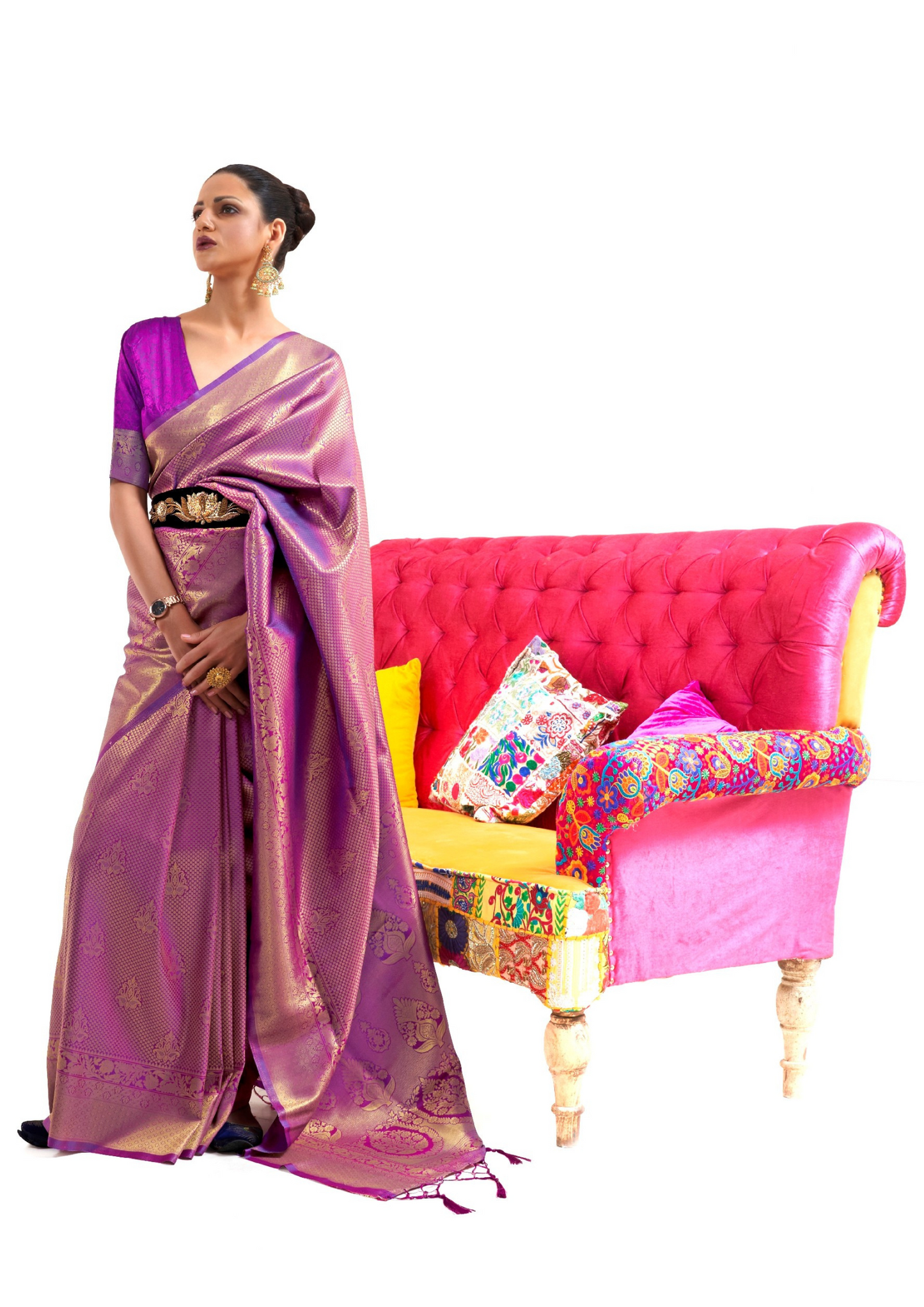 Kanjivaram Purple Handloom Weaving Saree