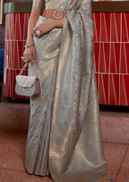 Kanjivaram Grey Handloom Weaving Silk Saree