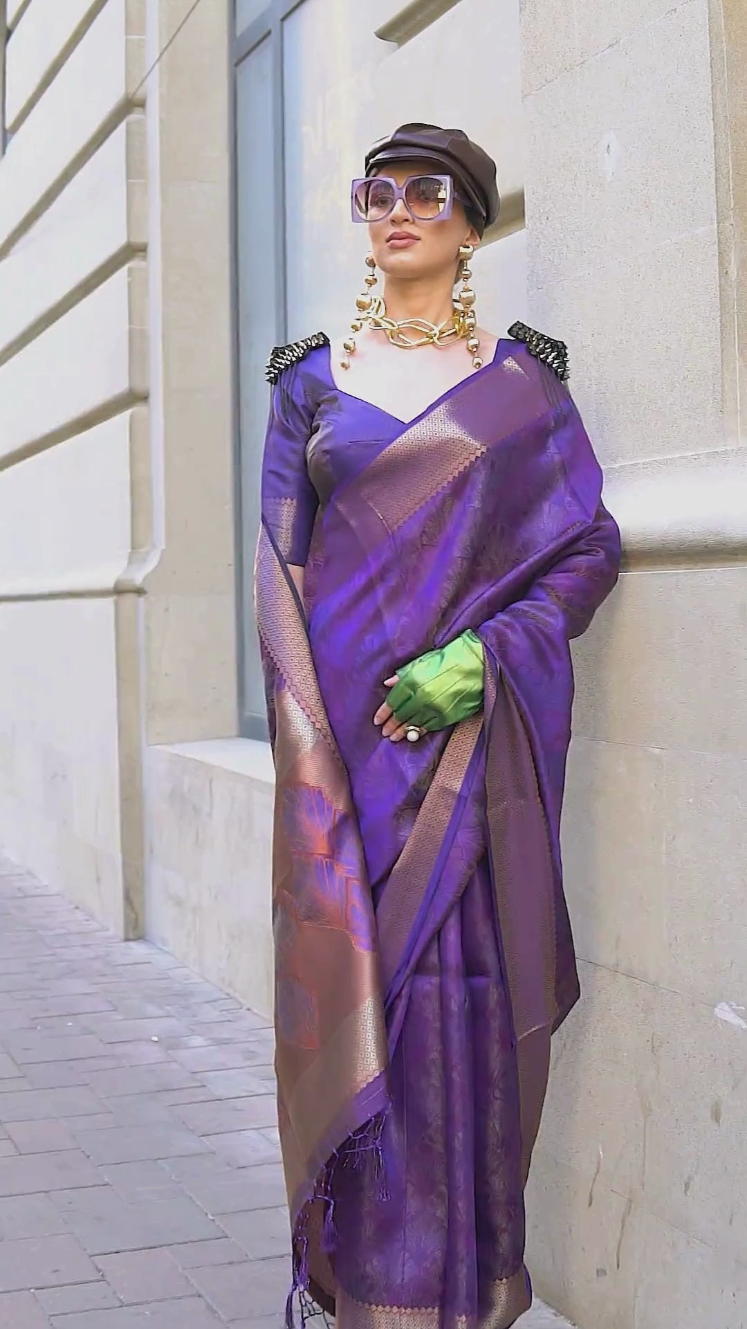 Purple Two Tone Organza Weaving Saree