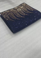 Navy Blue Sequin Party Wear  Georgette Saree