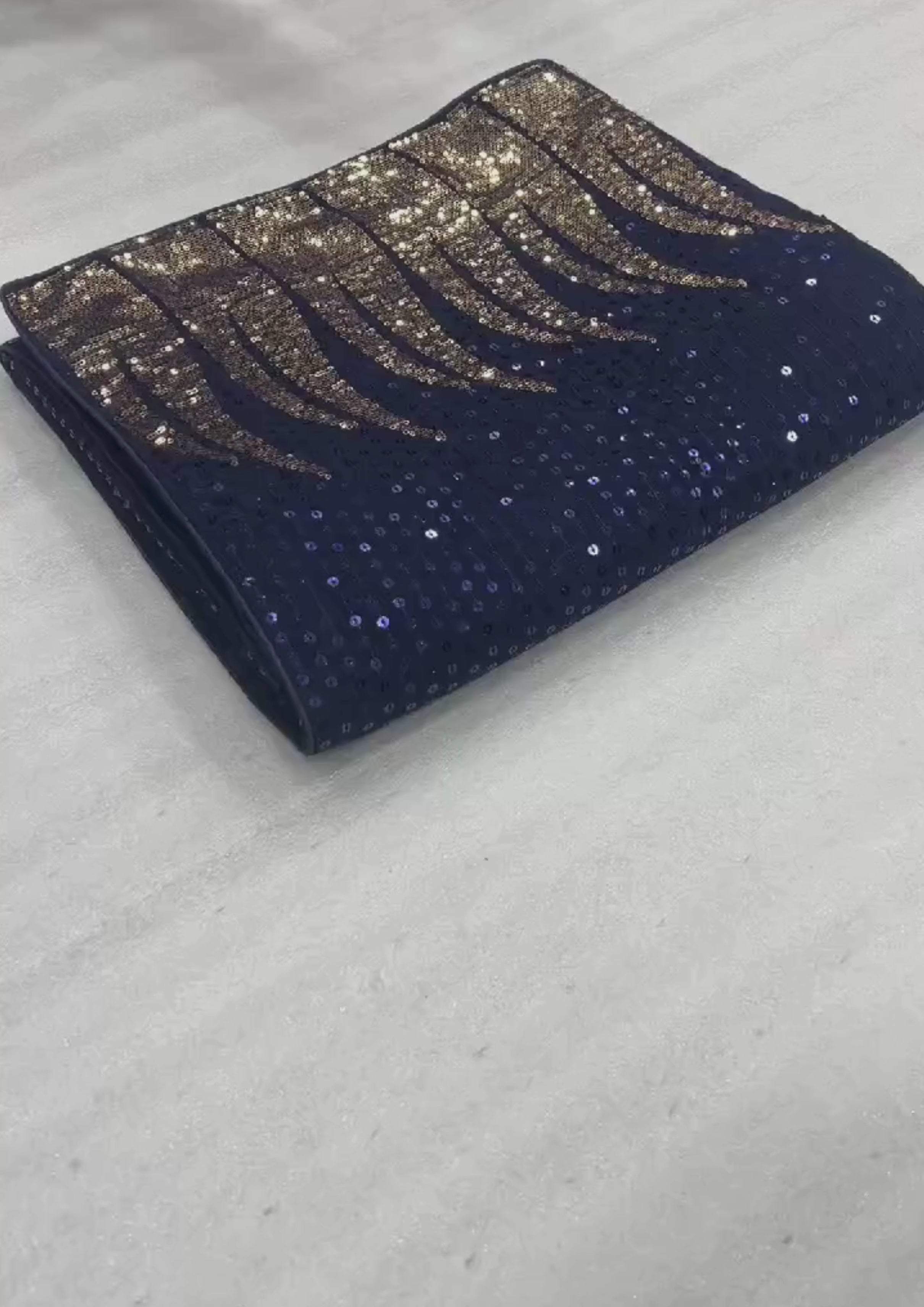 Navy Blue Sequin Party Wear  Georgette Saree