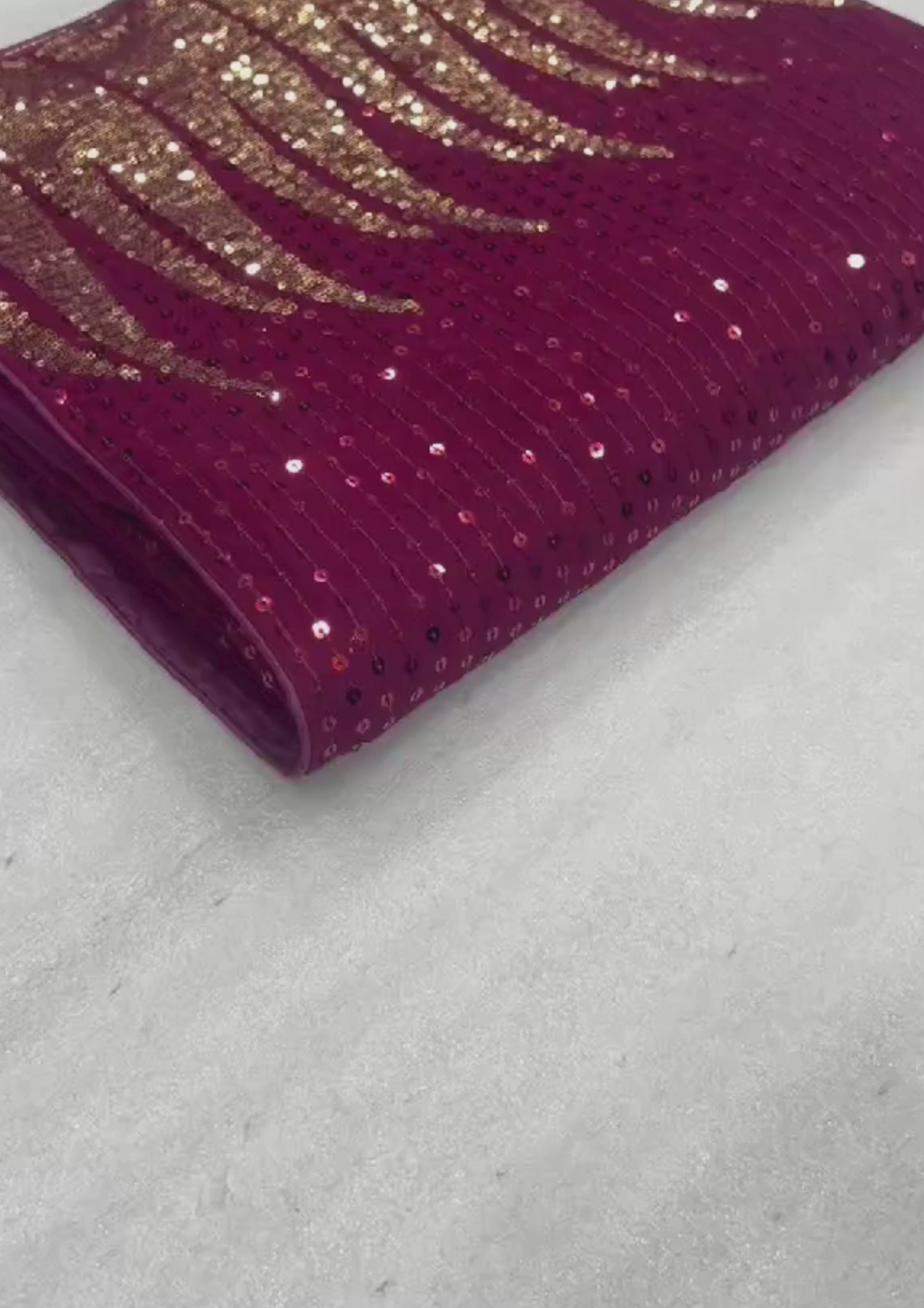 Magenta Sequin Party Wear Georgette Saree