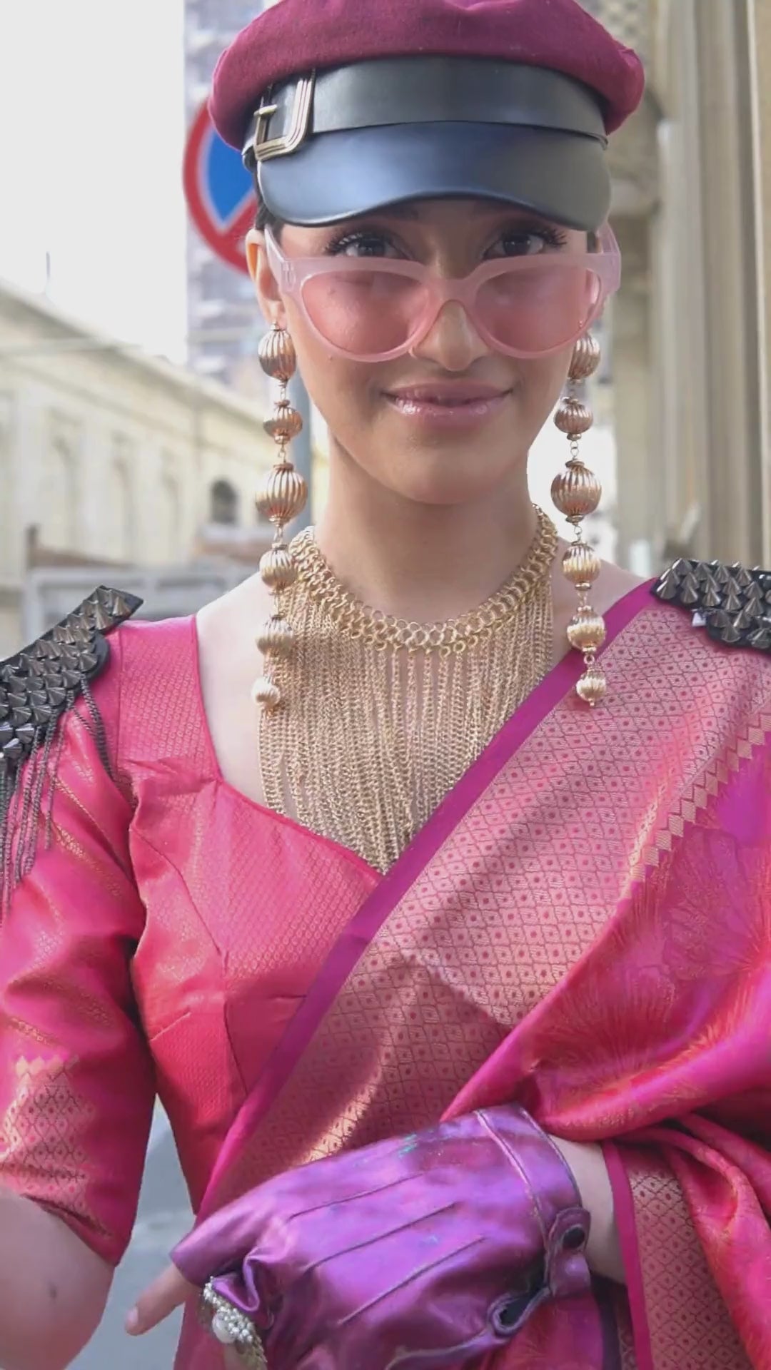 Pink Two Tone Organza Weaving Saree