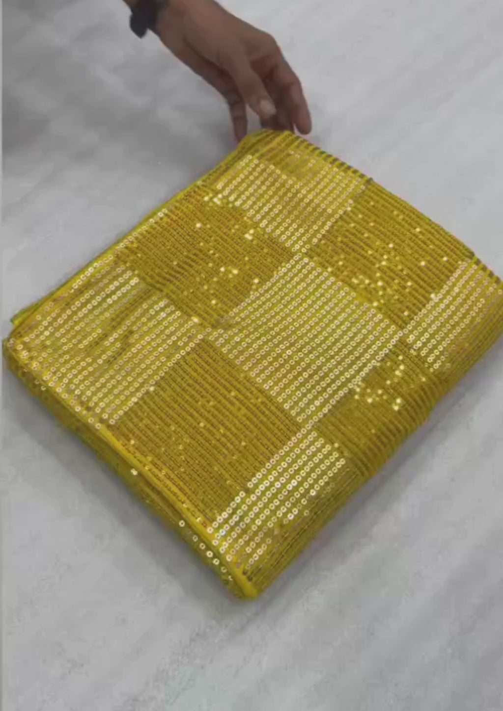 Yellow Sequin Embroidered Party wear Saree