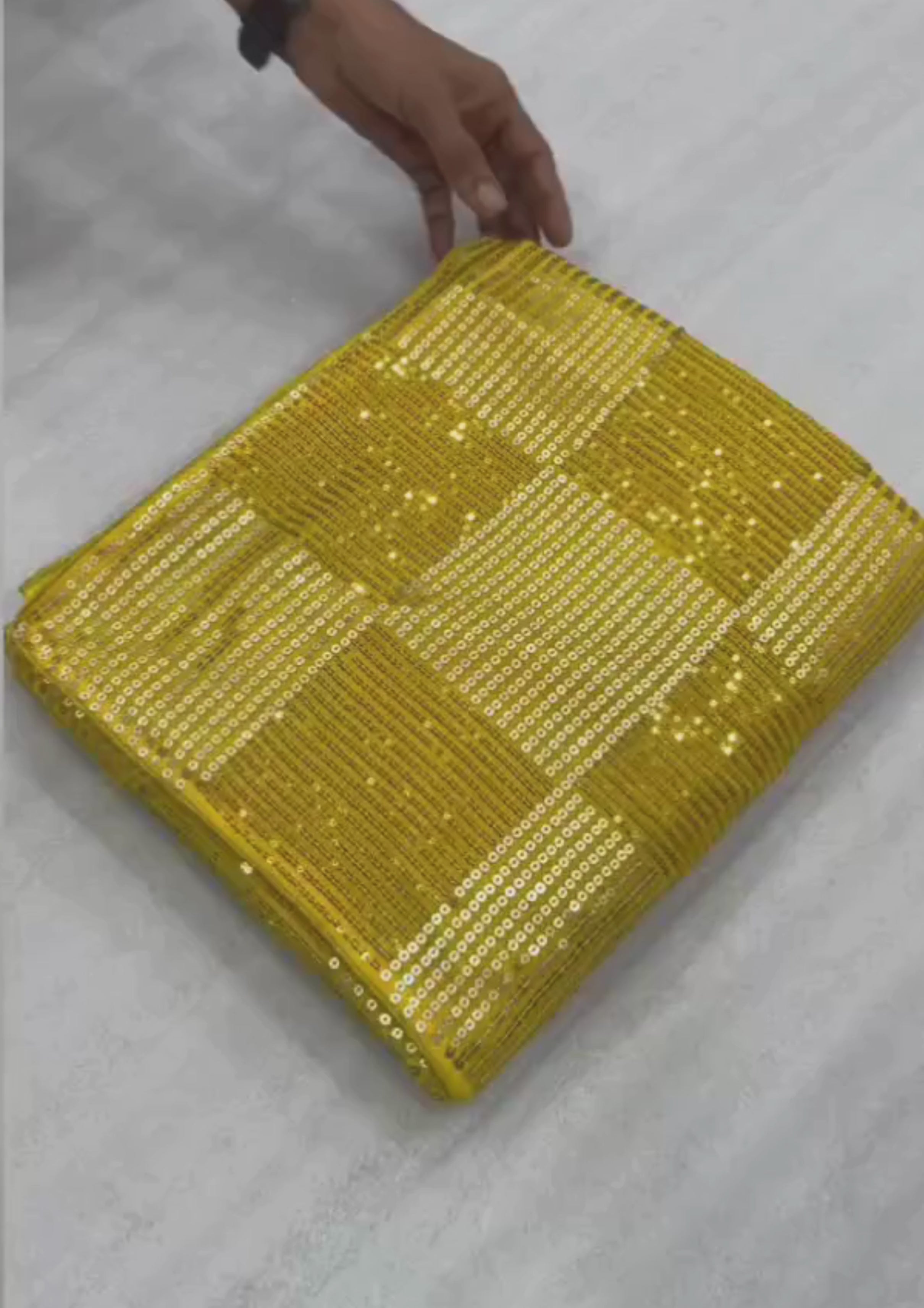 Yellow Sequin Embroidered Party wear Saree