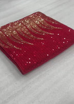 Red Sequin Party Wear  Georgette Saree