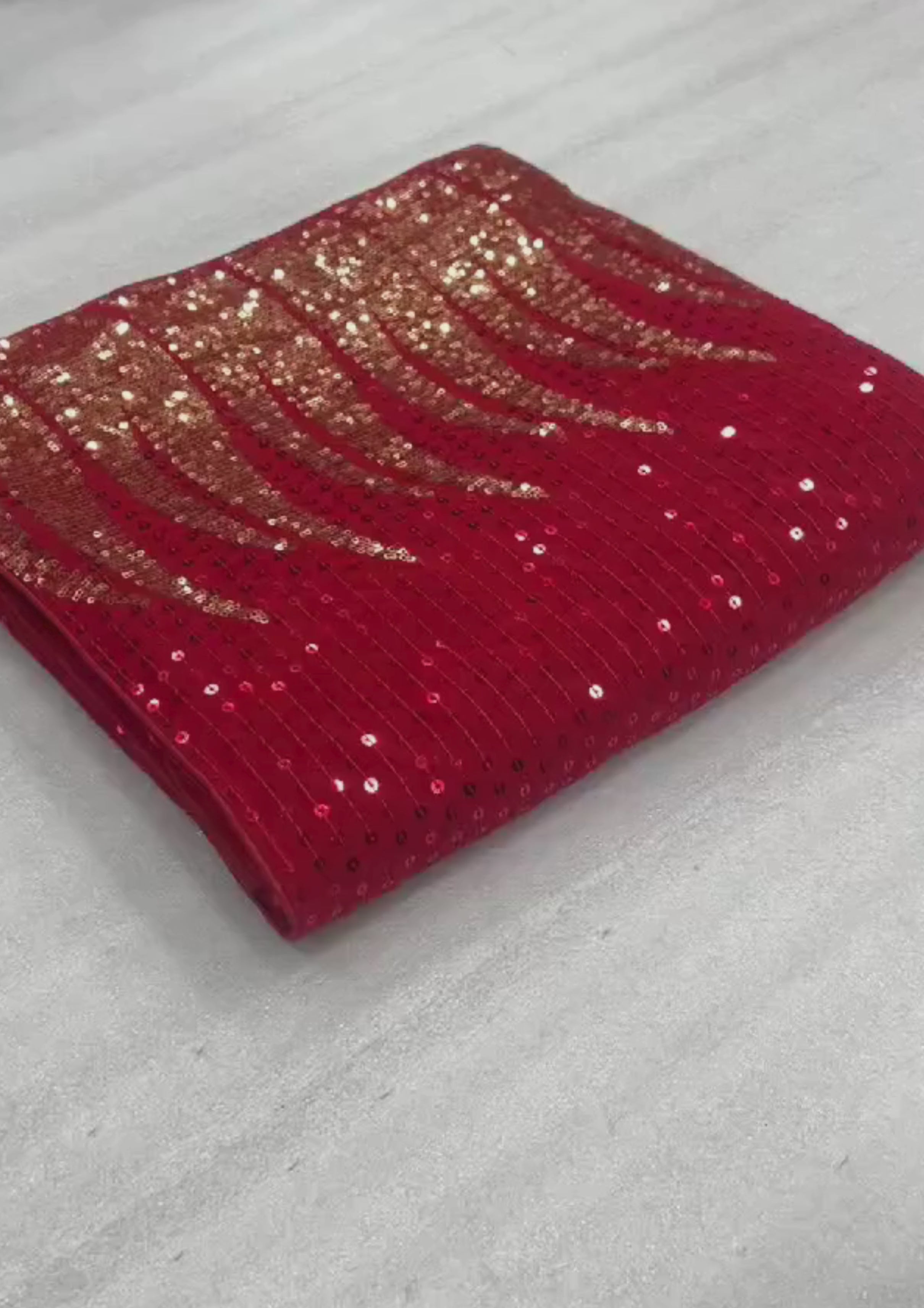 Red Sequin Party Wear  Georgette Saree