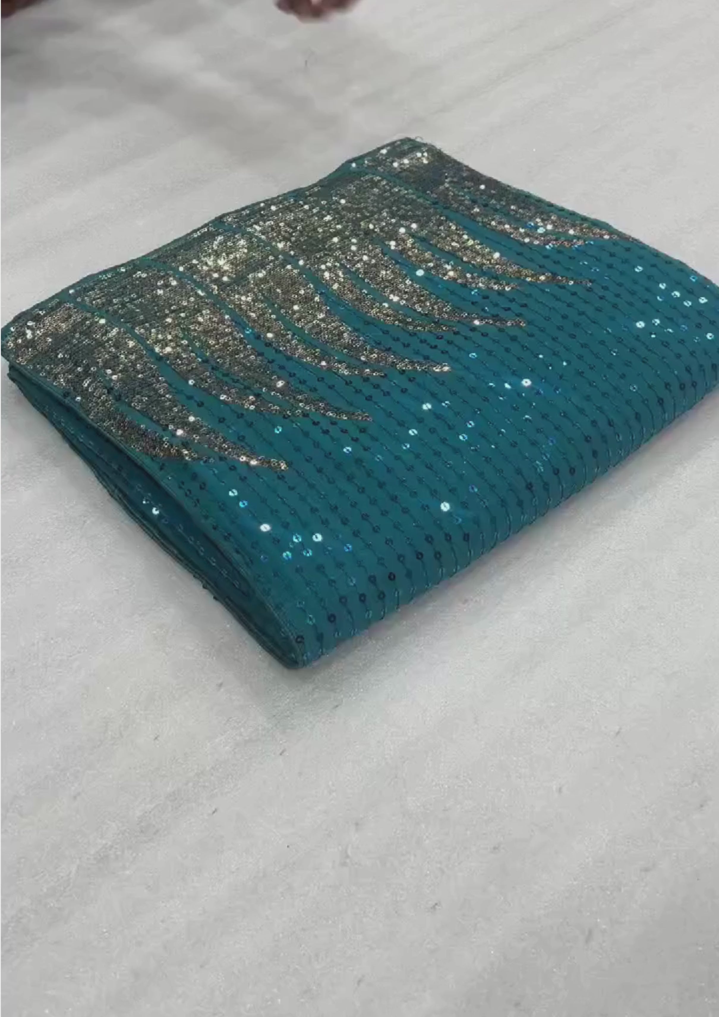 Blue Sequin Party Wear  Georgette Saree