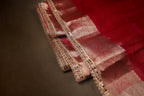 Red Tissue Saree with Golden Woven borders and Lace